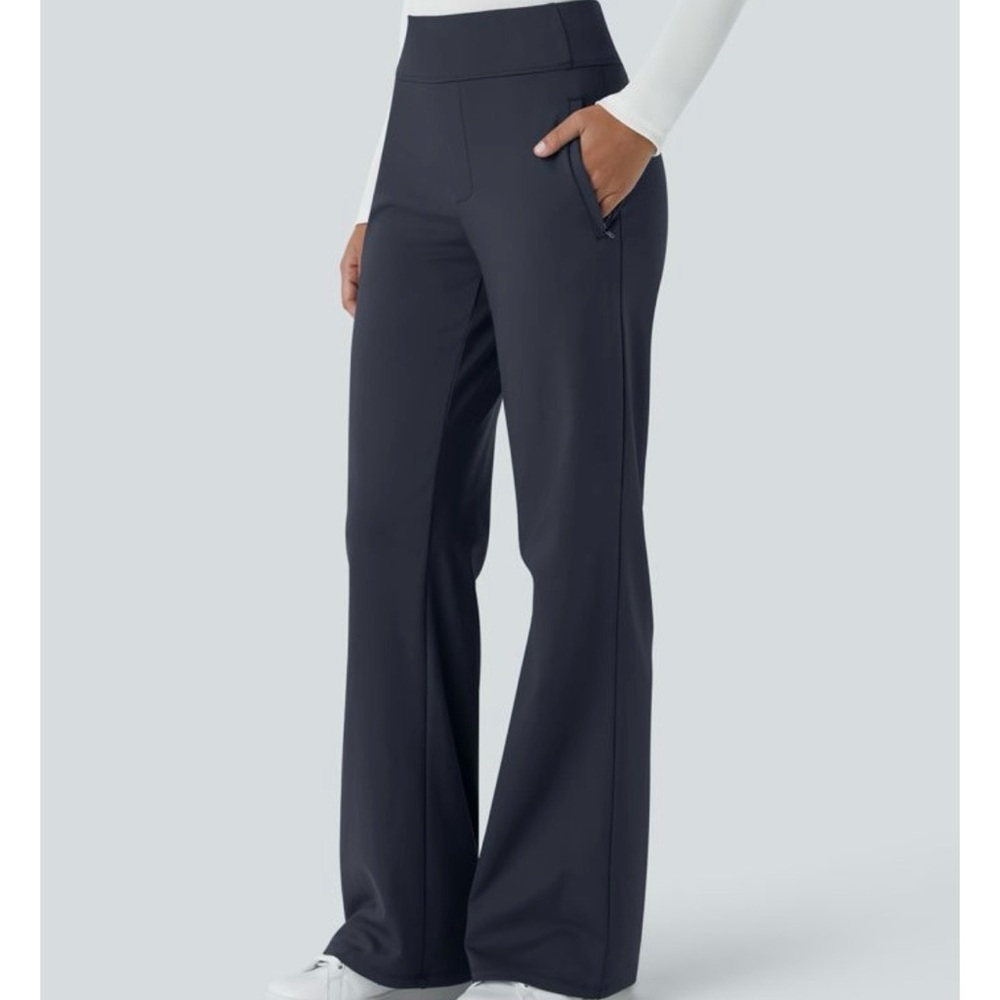 HALARA Flex Day Stretch Mid Rise Side Zipper Pocket Work Flare Pant -Small Tall - Picture 5 of 6